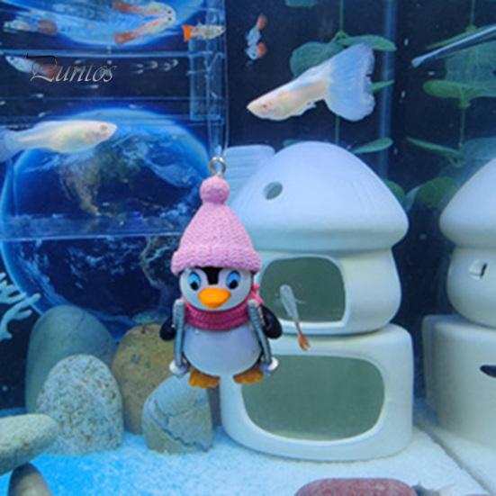 Fish Tank Animal Pendant 1 Set Aquarium Landscaping Non-fading Vivid Penguin Shape Floating Diver Ornament for Home