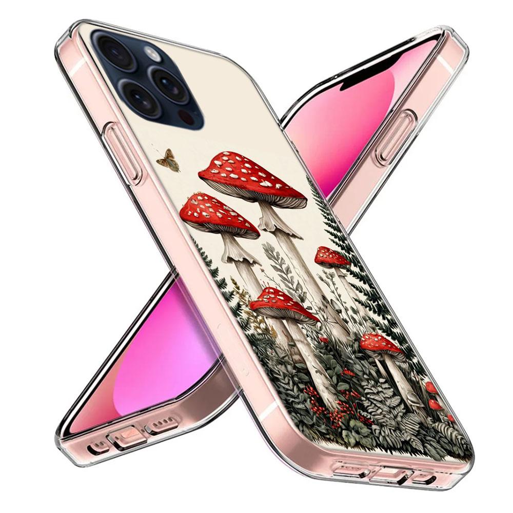 Colorful Mushroom Clear Phone Case For Iphone 17 Air 16 Pro Max 15 Pro 14 Plus 17E 16E 11 13 12 Mini Cover Cases Fundas Cell TPU