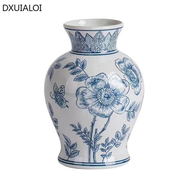Jingdezhen Ceramic Vase  Blue and White Porcelain Vase Hydroponic Flower Apparatus Home Decoration Accessories Desktop Ornaments