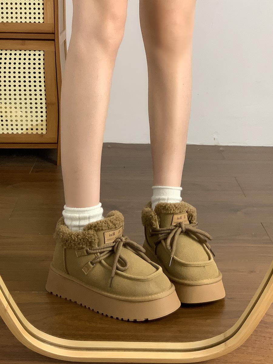 

Маленькие мужские ботинки на толстой подошве со шнуровкой, зимние новые универсальные ботинки большого размера из хлопка, теплые бархатные утолщенные зимние ботинки для женщин 40 коричневый