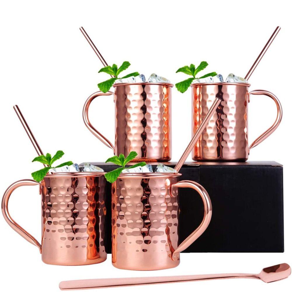 New Durable Copper Moscow Mule Mug 550Ml Rose Gold Coppery Beer Mugs Metal Silver Coffee Cup Bar Drinkware