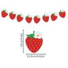 Holiday Birthday Party Cake Topper & Décor Set with Strawberry, Banner, Flowers, and Spiral Pendants