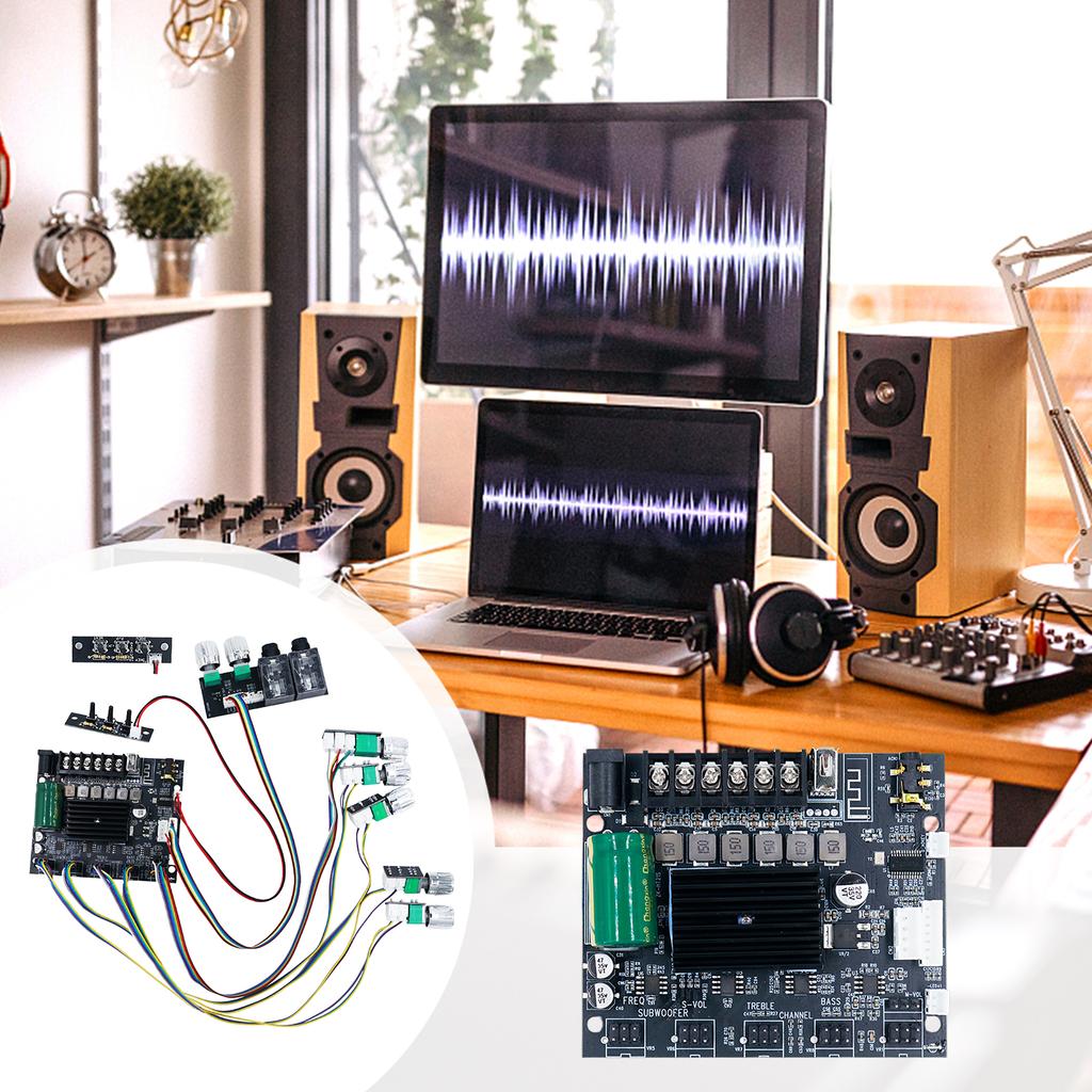 50W+50W+100W Digital Power Amplifier Board with Dual Mic Echo BT USB AUX MIC Sound Input Volume Control for DIY Wireless Speaker