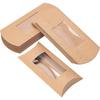 30pcs Kraft Paper Pillow Candy Box with Clear Window for Wedding Favors Baby Shower Birthday Party Supplies Sandy Brown 18.5x7.8x0.8cm