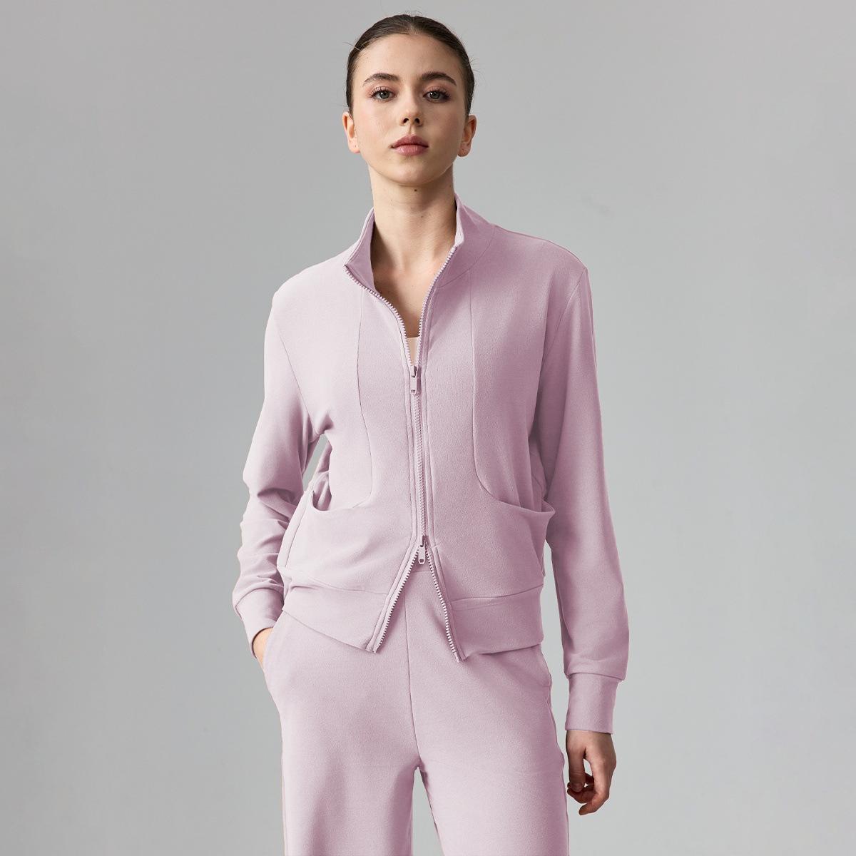 

Women s Autumn Winter Stand Collar Sports Suit - Loose Fit, Wide Leg, Slimming Two-Piece with Large Pockets Extra Large
