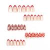 30-Piece Red French Manicure Set: European & American 3D Flower Cat Eye Almond Nails with Gilded Accents