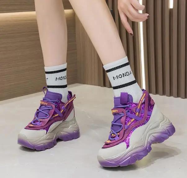 9CM Green Luxury Designer Sneakers On Platform Sports Shoes For Women 2025 New Thick Bottom Wedding Shoes High Heel