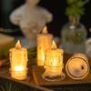 Mini Transparent LED Light Candle Flameless Electronic Crystal Candle Night Lamp Dating Party Holiday