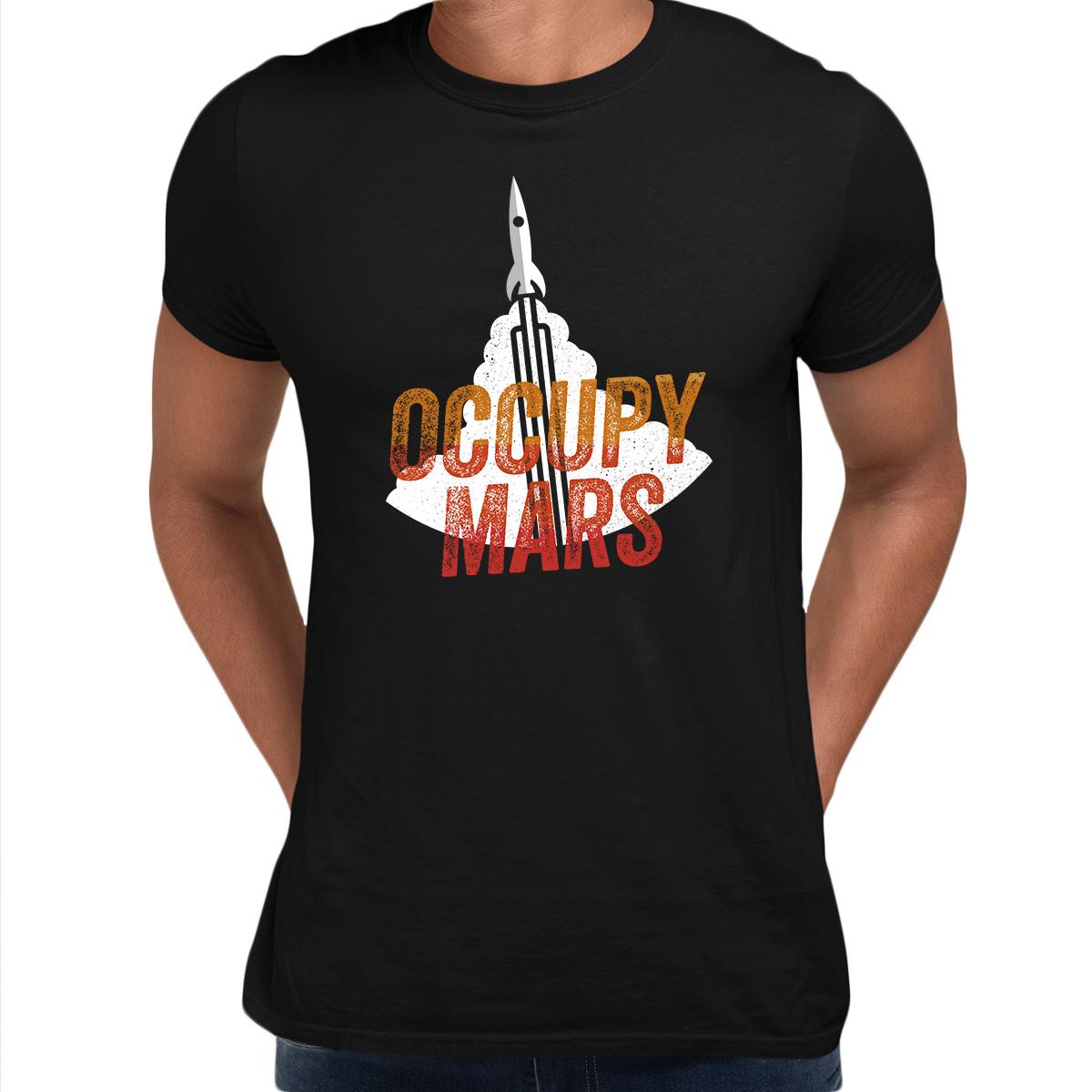 

Occupy Mars Space Nasa Project SpaceX Rocket Stars Crew Neck T Shirt Mens Womens Tees Top XL