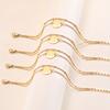 Stainless Steel Polished Round Plate Letter A-Z Double Layer Stacked Bracelet for Women 14K Gold Color Charm Wrist Jewelry Gifts