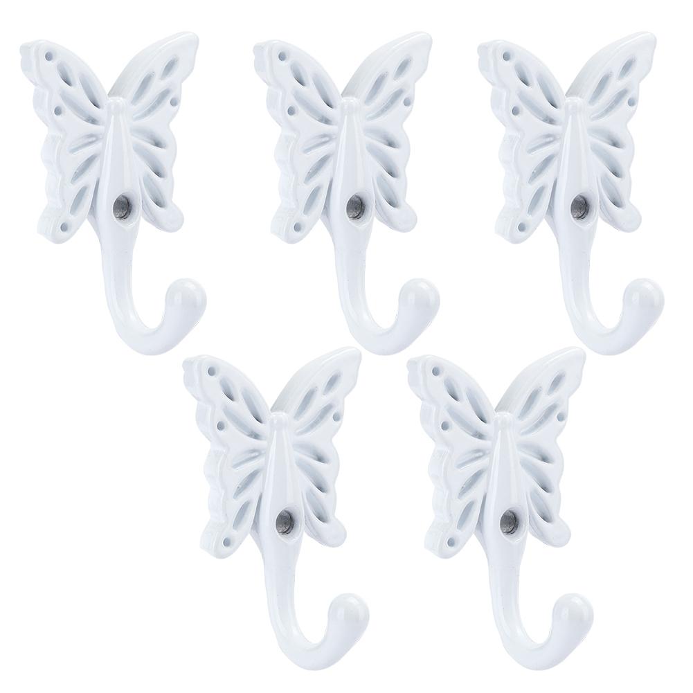 5PCs Clothes Hook Single Bow Type European Retro Zinc Alloy White Wardrobe Use 35 x 55MM
