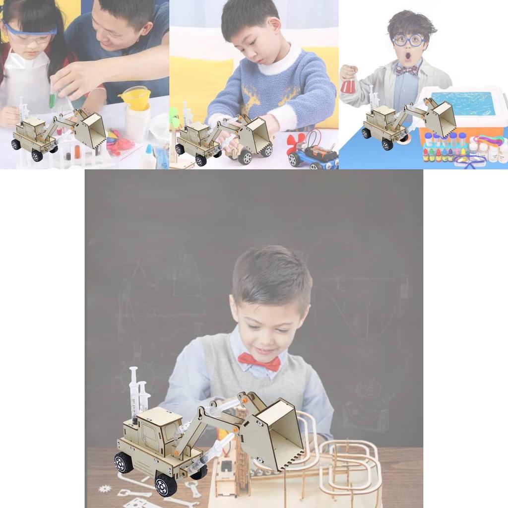 Hydraulic Excavator Material Kit For Elementary School Steam Science Diy Large Children Wooden Building Set