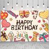 Cute Happy Birthday Photography Backdrop Cake Candy Gift Party Hanging Banner  Adults Kids