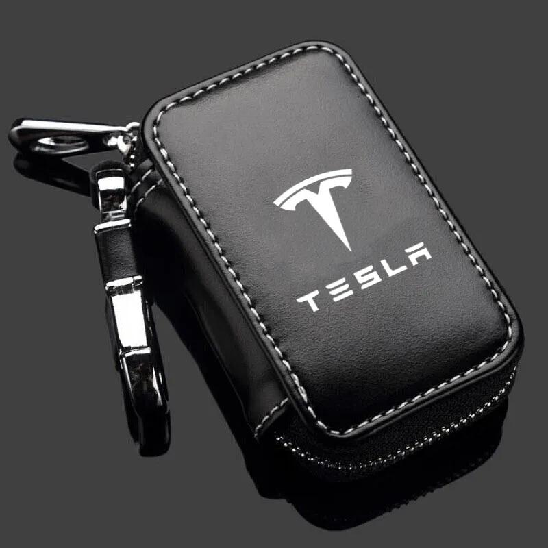 Car Sticker 2025 Hot Car Key Wallet Housekeeper Key Case Small Card Bag Key Organizer for Tesla Model 3 Y X S P100D P85D 200 log