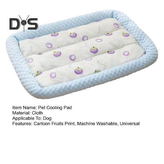 Pet Cooling Mat Cartoon Fruits Print Machine Washable Dogs Cats Sleeping Pad Non-slip Summer Ice Silk Cooling Cushion Bed