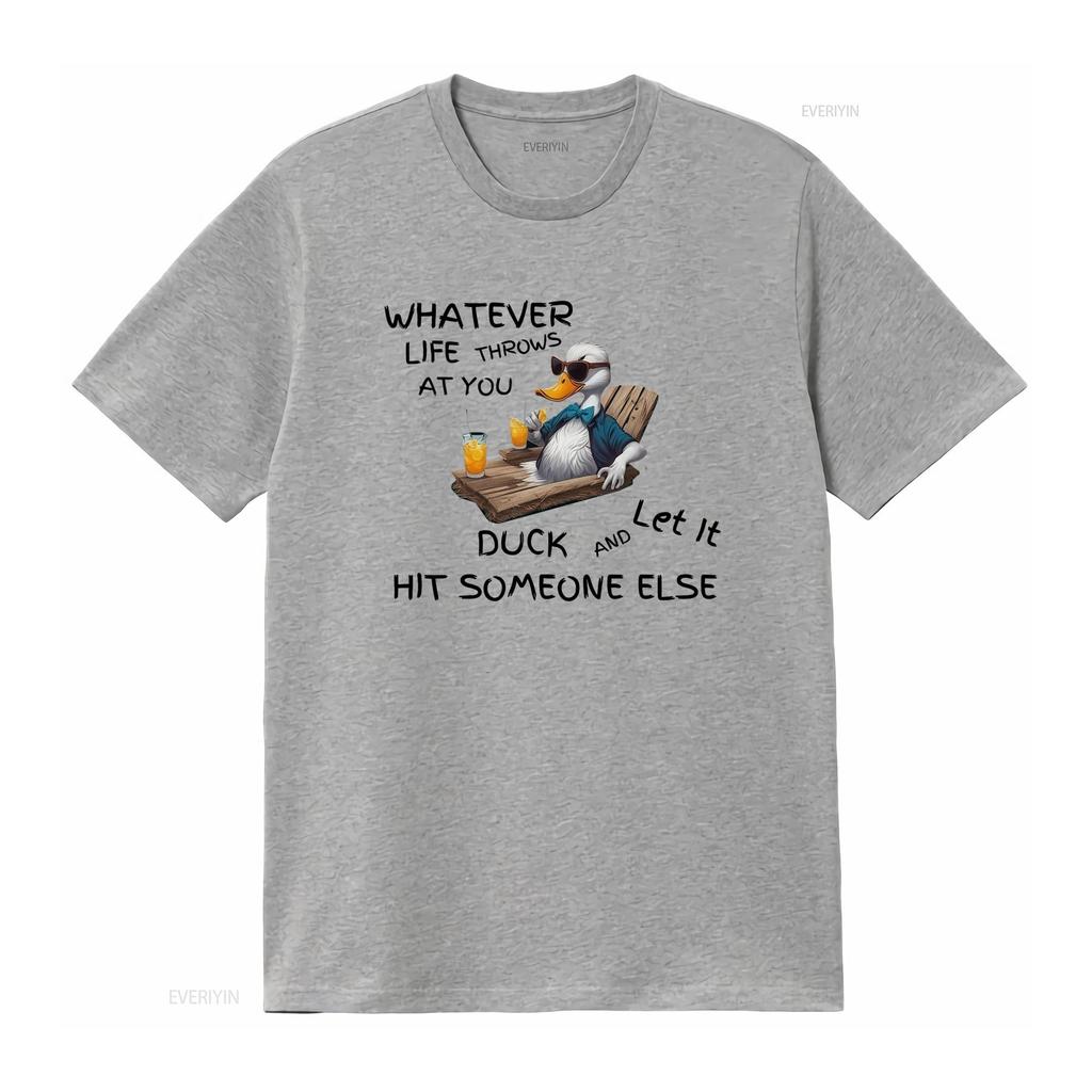 Motivational Funny Duck T Shirt Whatever Life Throws At You Let It And Hit Someone Else Inspirational Apparel For Kids vintage