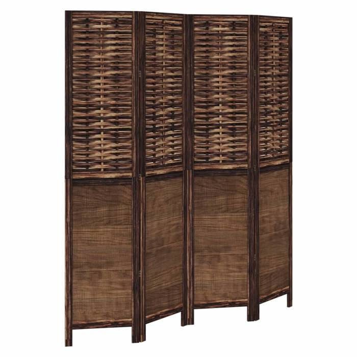 VidaXL Cloison de Séparation 4 Panneaux, Séparateur de Pièce, Écran d'Intimité, Paravent de Salon Chambre, Marron Foncé Bois 358706