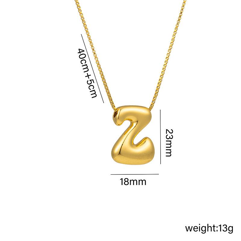 Creative A-Z Balloon Bubble Letter Pendant Neckalce for Women Gold Plated Chunky Initial Necklaces Jewelry Birthday Gift