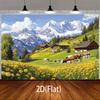 2D Alpine Meadow Backdrop, Nature Scenery Background