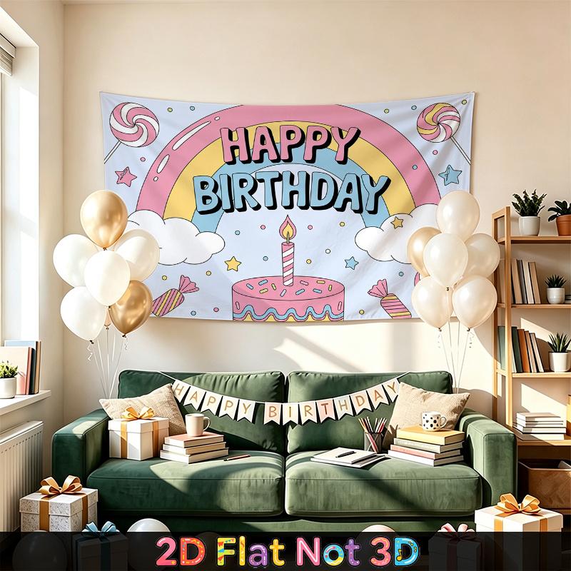 Party Backdrop Happy Birthday Birthday Rainbow Photo Booth Background Front Door Decor