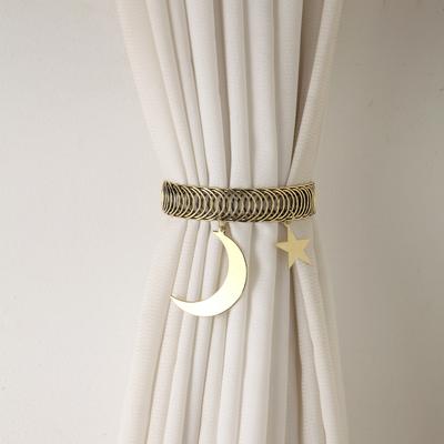 1Pc Simple Curtain Buckle Star Moon Spring Ring Curtain Strap Perforated Curtain Buckle