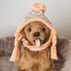 [Pet] Kürk Zilleri Olan İki Dişli Örgü Şapka
