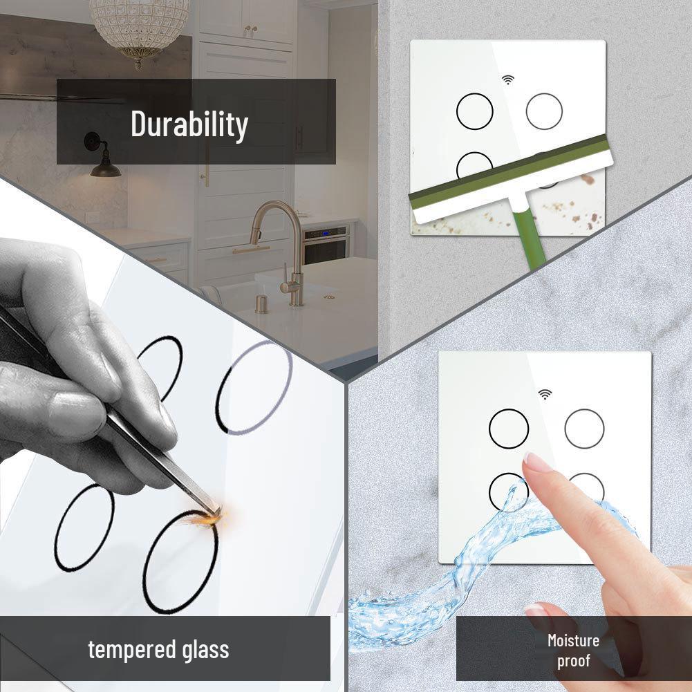 Smart Home WiFi Light Switch: 4-Gang Touch Control, App Timer, Alexa Voice Compatible