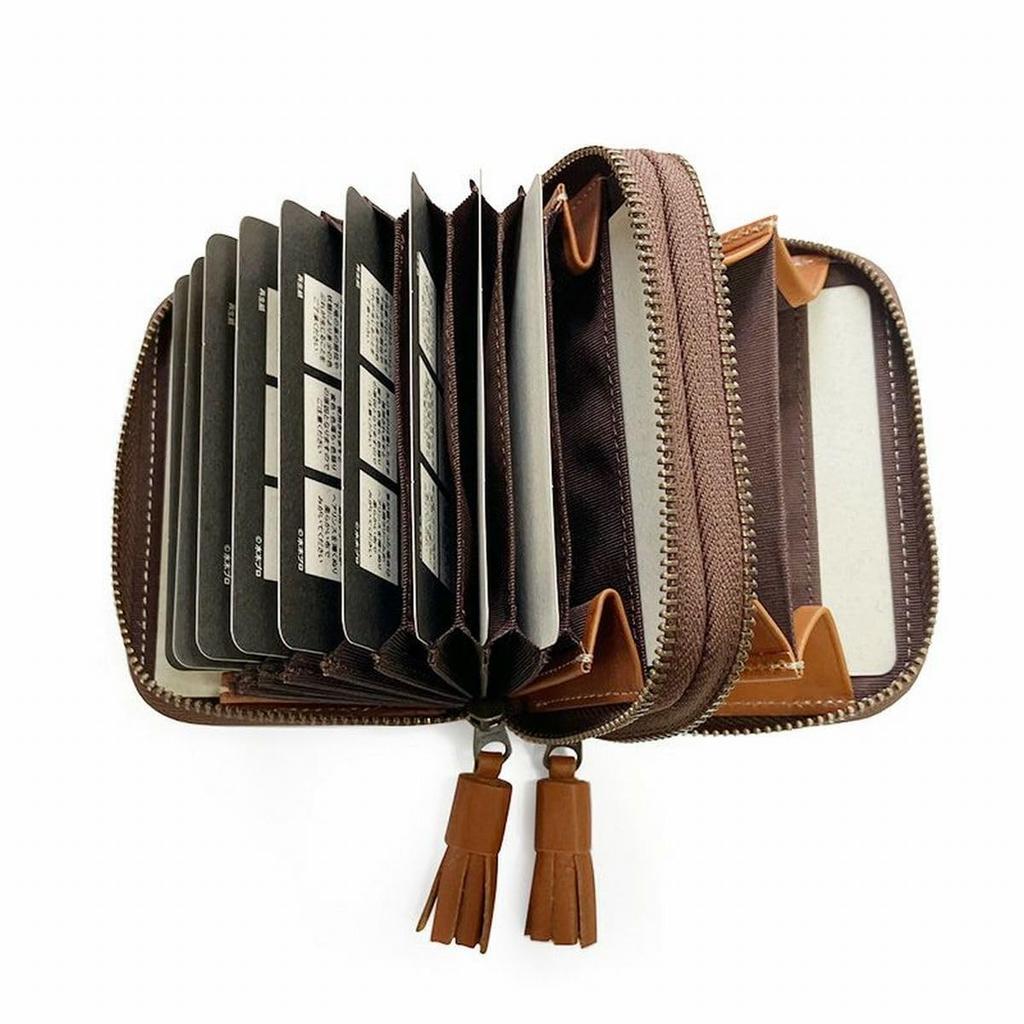 [WACHIFIELD] Dayan the Cat, Easy To Use, Double-Sided Card and Coin Purse, Genuine Leather, Double Coin Purse, Czech Step