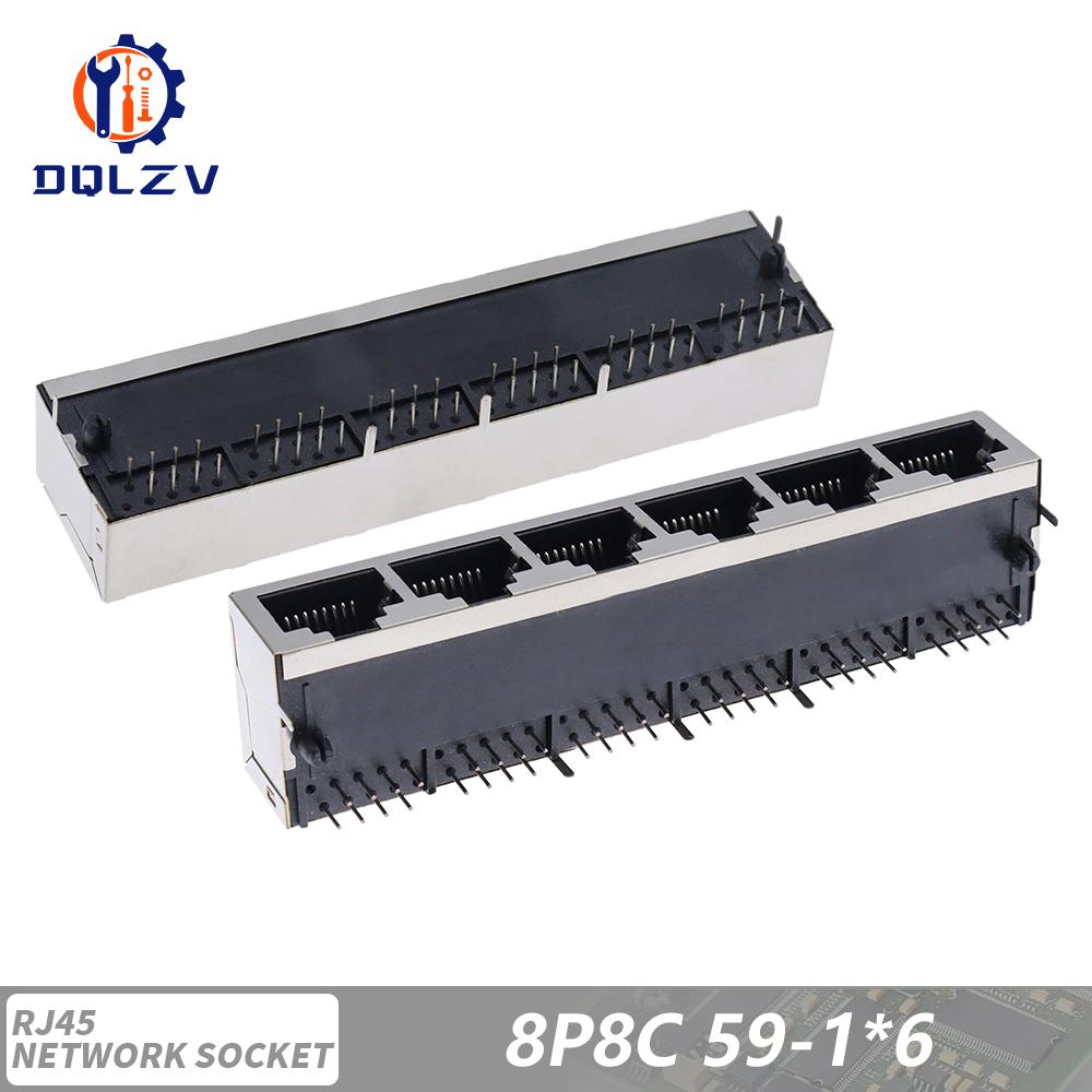 RJ45 1 2 4 6 8 Port Shielded Modular 21MM PCB Jack 8P8C Right Angle Through Hole Pcb Network Connector