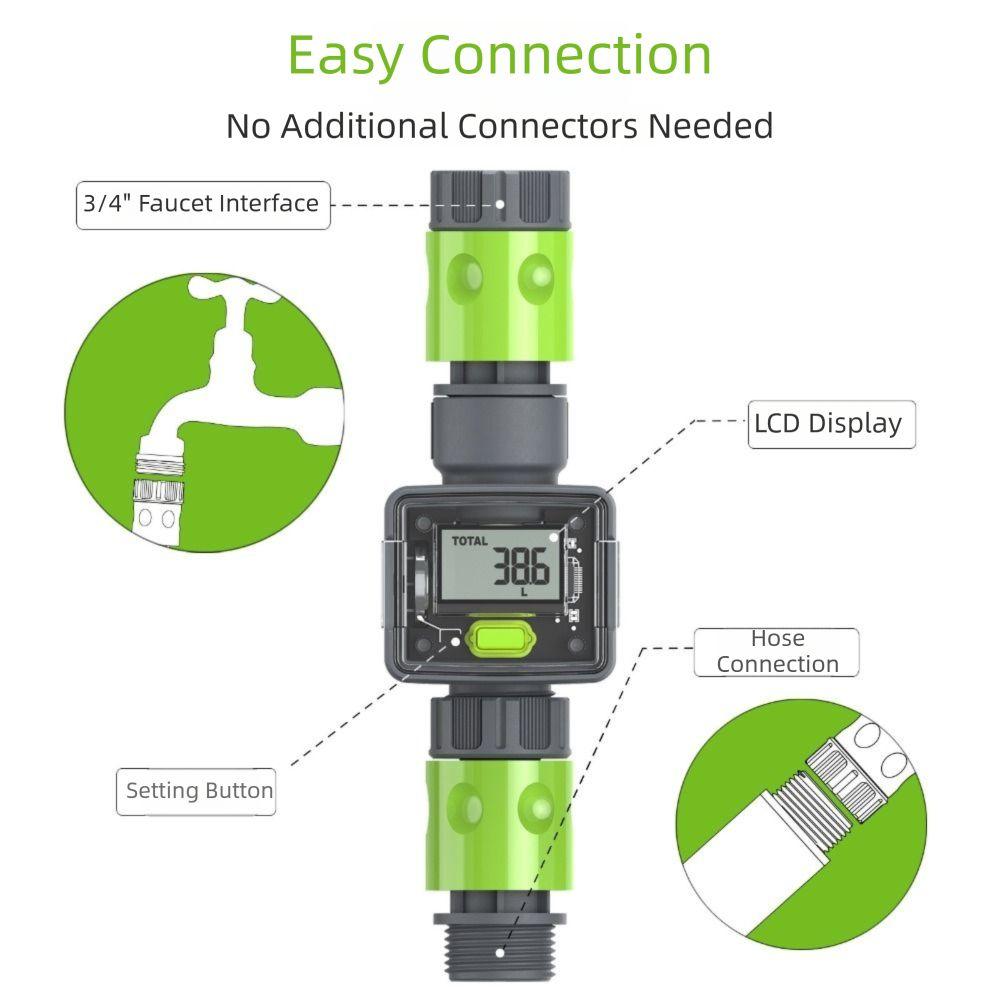 Digital Water Flow Meter IPX6 Flow Rate Monitoring Water Flow Water Flow Sensors Sprinkler