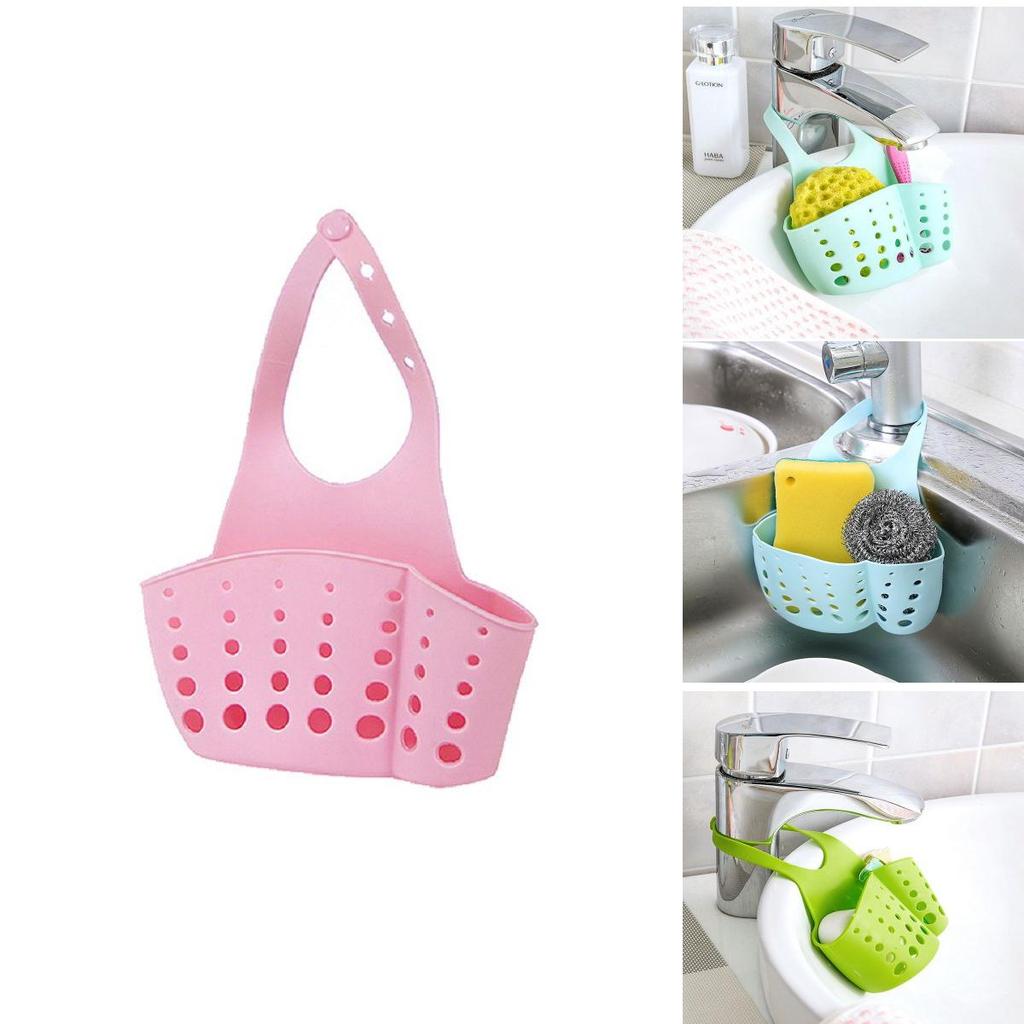 Versatile Kitchen Sink Soap Sponge Holder With Adjustable Strap For Easy Organizing