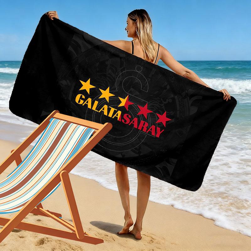 Galatasaray Spor Kulübü Print Strandtuch, Großes Weiches Schnelltrocknendes Handtuch für Strand Camping Schwimmen