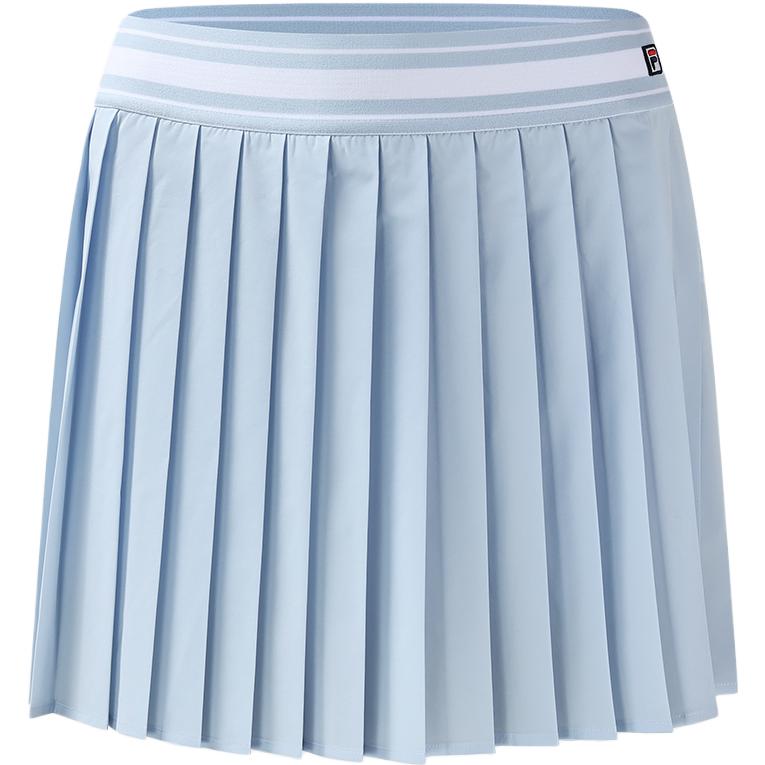 Fila Logo Solid Color Breathable Loose Pleated Tennis Sports Woven Casual Skirt Women Skirts Misty-Blue A11W323303FLB