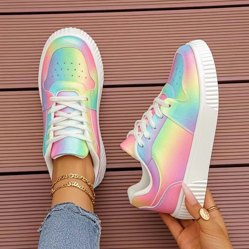 2025 Fashion Sneakers for Women Colorful Dazzling Board Casual Shoes Trendy Youth Comfortable Walking Sneakers