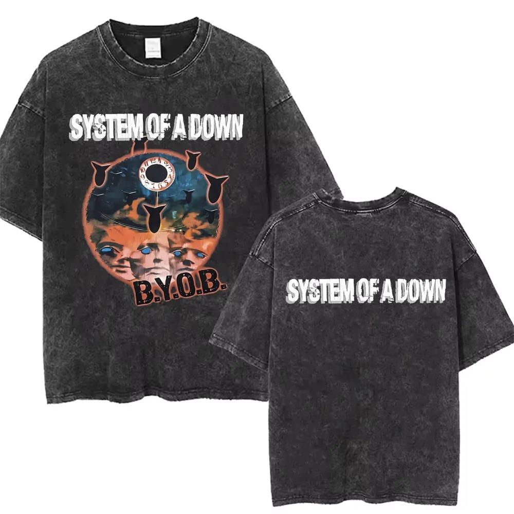 2026 Maglietta System of A Down Vintage Lavato Uomo Donna Cotone di Qualità Manica Corta Uomo Band Rock Musica Grafica Cartone Animato T-shirt