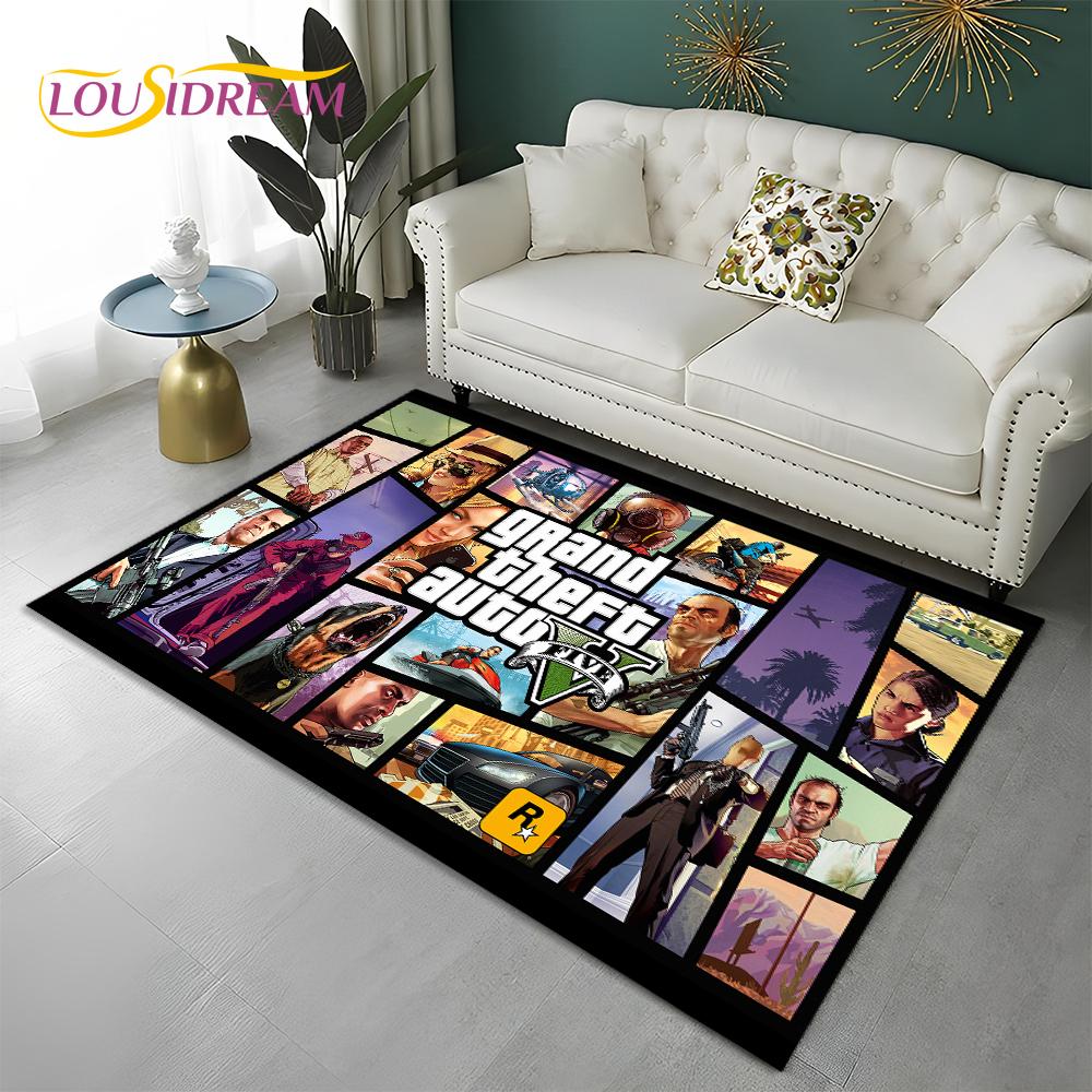 GTA 3D Spiele Grand Theft Auto Gamer Teppich Teppich für Zuhause Wohnzimmer Schlafzimmer Sofa Fußmatte Dekor, Kinderbereich Teppich Rutschfeste Bodenmatte