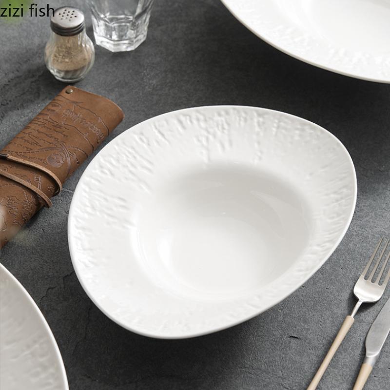 Assiette Chapeau de Paille en Céramique Bol à Salade Assiettes à Dîner Bol à Dessert Plateau à Fruits Bols à Soupe Bols à Eau Sucrée Assiette à Steak Style Occidental