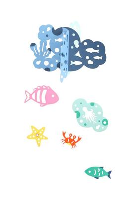 Mobile "Sea Friends - Happy Bubbles -" Gift for Children's Room W24cm X H56cm Japanese-made Mobile Brand