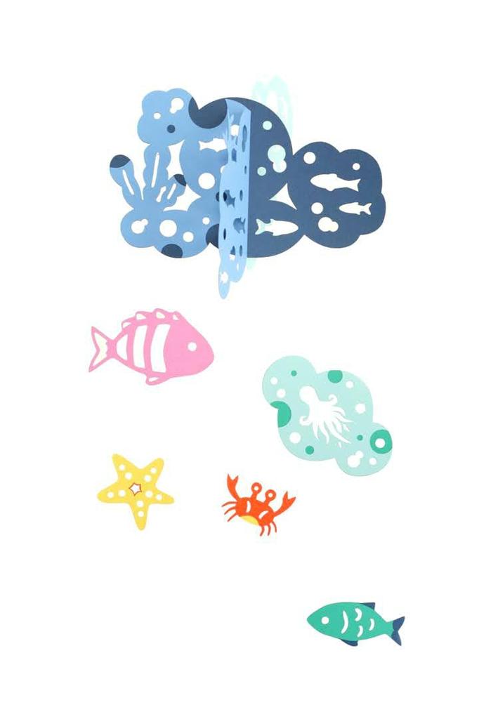 Mobile "Sea Friends - Happy Bubbles" Gift for Children's Room W24cm X H56cm Mobile Brand Born In Japan
