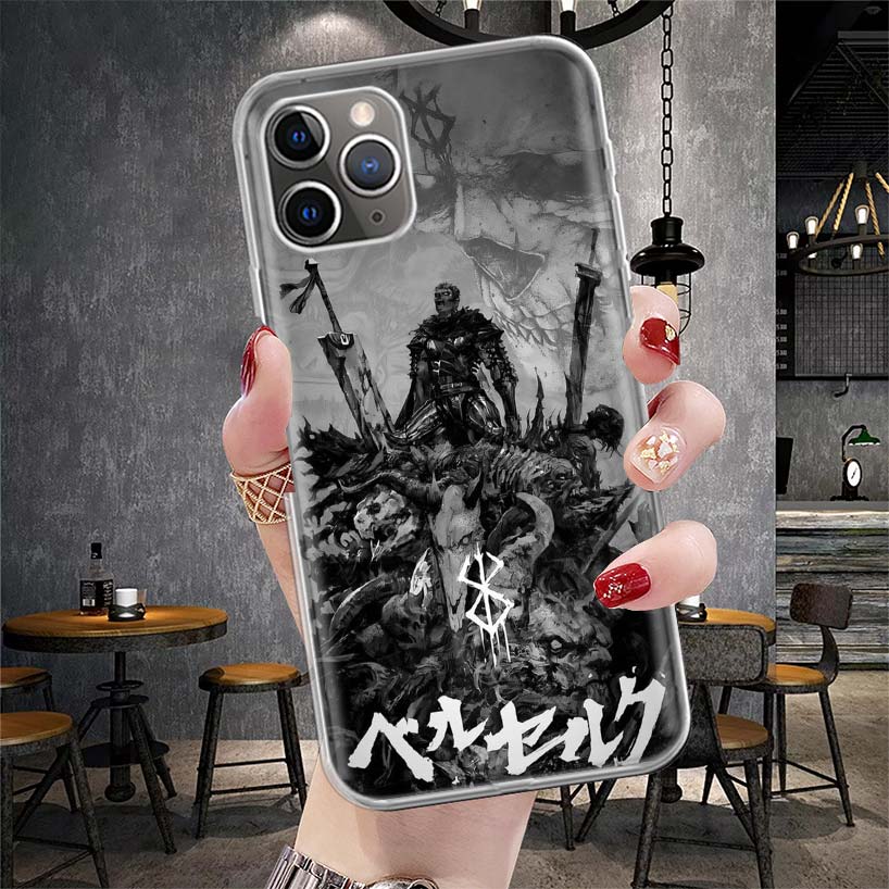 

Black White G-Guts B-Berserks Soft Phone Case For IPhone 11 17 Air 16E 16 Pro Max 15 + 14 Plus 13 Mini 12 Apple 7 SE 8 Fundas Co iPhone 13 Pro Max