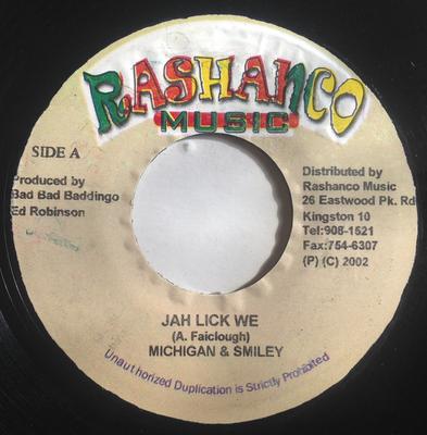 Płyta 7-calowa MICHIGAN & SMILEY / PAMPI JUDAH - Jah Lick We / Royal Love NONE Rashanco Music 2002 Japonia Reggae, Ska & Dub Używana