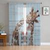 Žirafa Olejomalba Tyl Závěsy Balkon Pokoj Móda Tištěný Průsvitný závěs Okno obývacího pokoje Moderní výzdoba