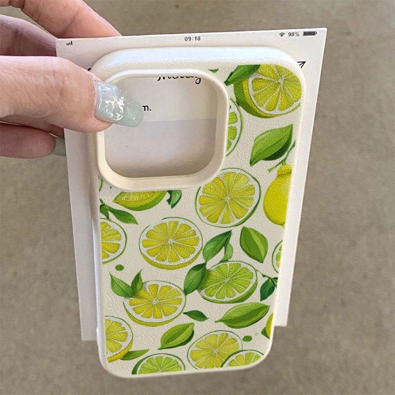 A Lemon Slice Print Lychee Texture Phone Case, Suitable for iPhone 17, 16, 15, Plus, Pro, Max Series Phones - Can Be Used as a Gift