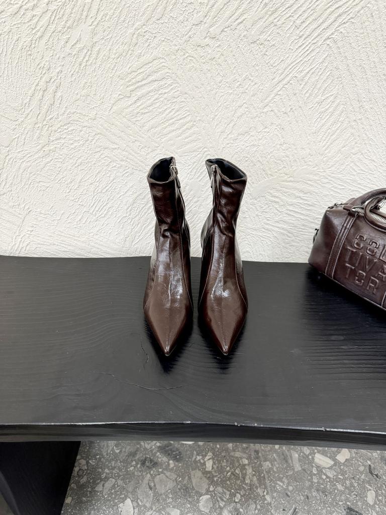 European and American temperament versatile and thin pointed thin heel short boots