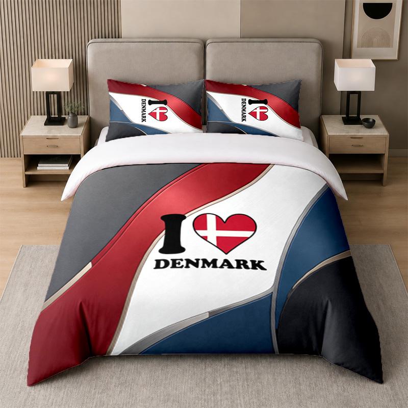 3Pcs Bedding SetDenmark Football Soft Bed Sheet and Two Pillowcases Home Bedroom Decor