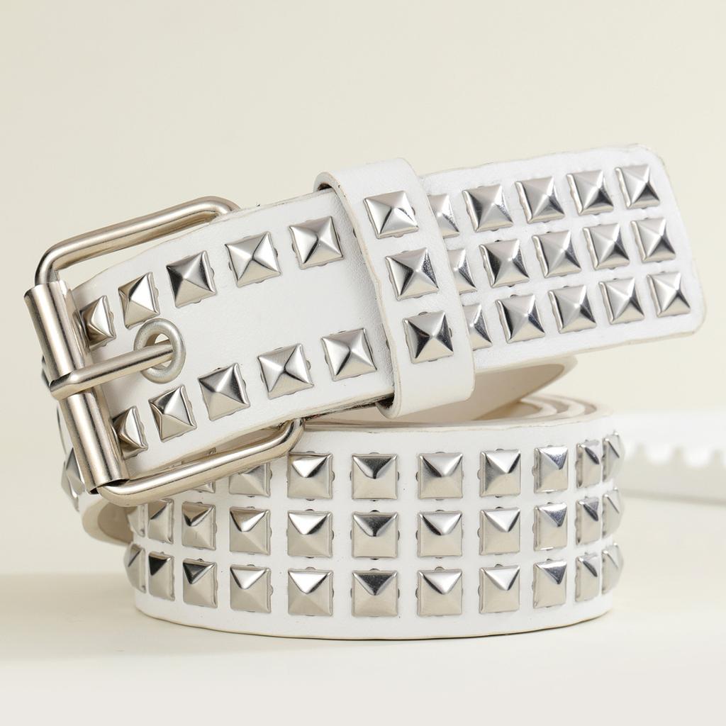 Square Bead Rivet Belt Metal Pyramid Belt Men'S And Women'S Belt Punk Hardware Jeans Belt
