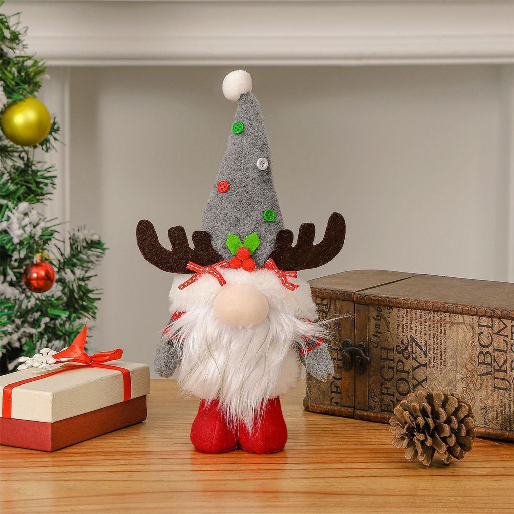 Gnome Christmas Ornaments Christmas Figurines With Antlers Window Decoration With Hat For Living Room Office Bedroom Table