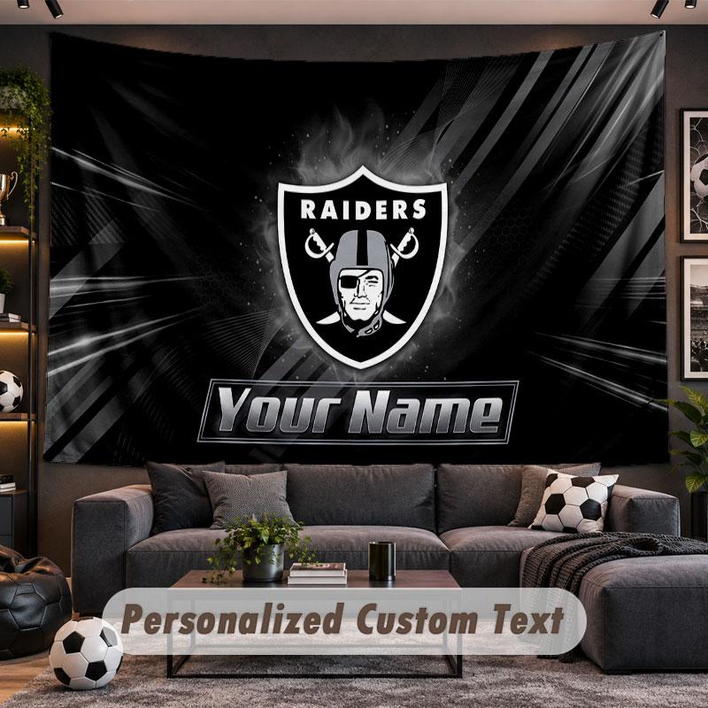 Wall Hanging Tapestry Custom NameLas Vegas Raiders Pattern Personalized Printed Fabric Wall Decor