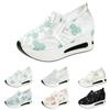 Lace Floral Embroidered Slip On Platform Wedge Shoes Lightweight Breathable Mesh Upper Casual Walking Sneakers for Women