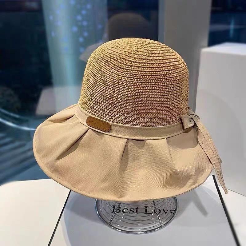 Dámský letní slaměný klobouk s prázdnou horní částí, kšiltem proti slunci, kryjící obličej, lehký, s UV ochranou, kbelíkový klobouk